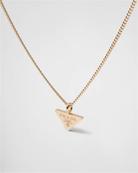 prada necklace triangle gold|Prada necklace triangle pendant.